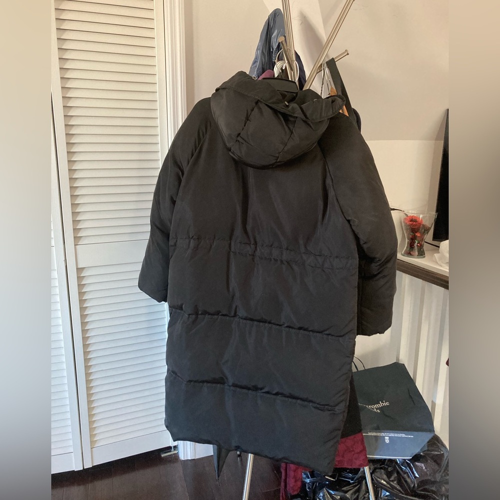 Black Hooded Puffer Coat Korean style